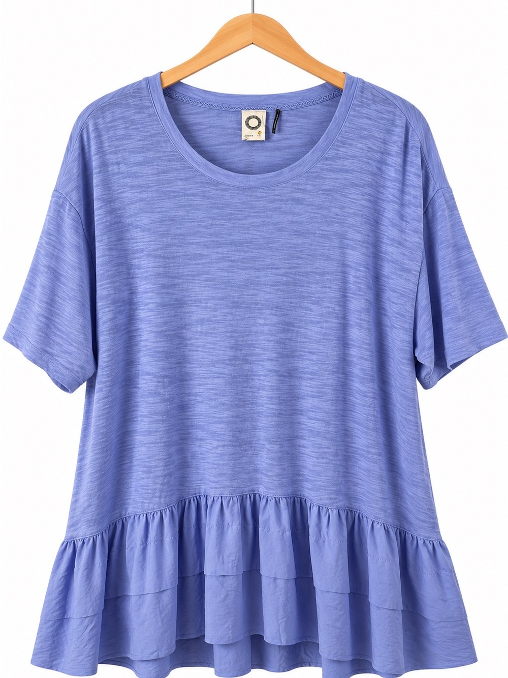 Akemi + Kin Periwinkle Blue Ruffle Peplum Hem Top Small Anthropologie Boho